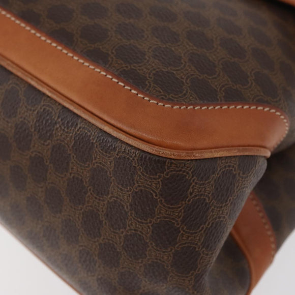 CELINE Macadam Canvas Hand Bag PVC Leather Brown Gold Auth 179420A