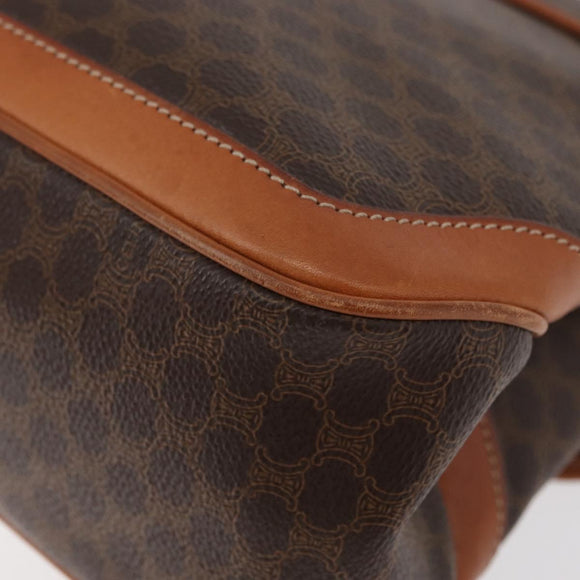 CELINE Macadam Canvas Hand Bag PVC Leather Brown Gold Auth 179420A