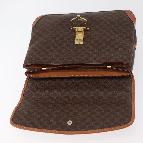 CELINE Macadam Canvas Hand Bag PVC Leather Brown Gold Auth 179420A