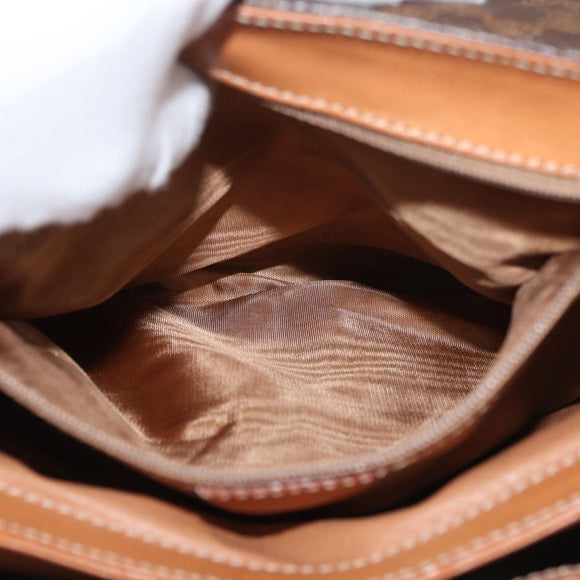 CELINE Macadam Canvas Hand Bag PVC Leather Brown Gold Auth 179420A