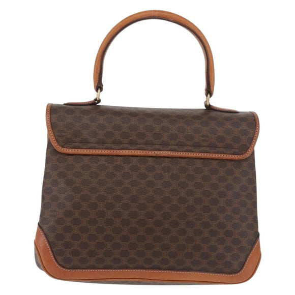 CELINE Macadam Canvas Hand Bag PVC Leather Brown Gold Auth 179420A