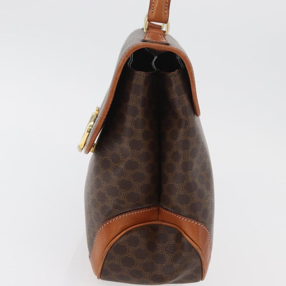 CELINE Macadam Canvas Hand Bag PVC Leather Brown Gold Auth 179420A