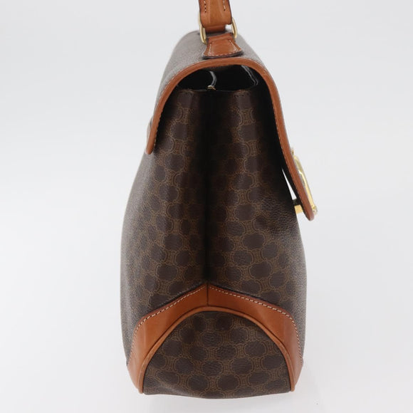 CELINE Macadam Canvas Hand Bag PVC Leather Brown Gold Auth 179420A