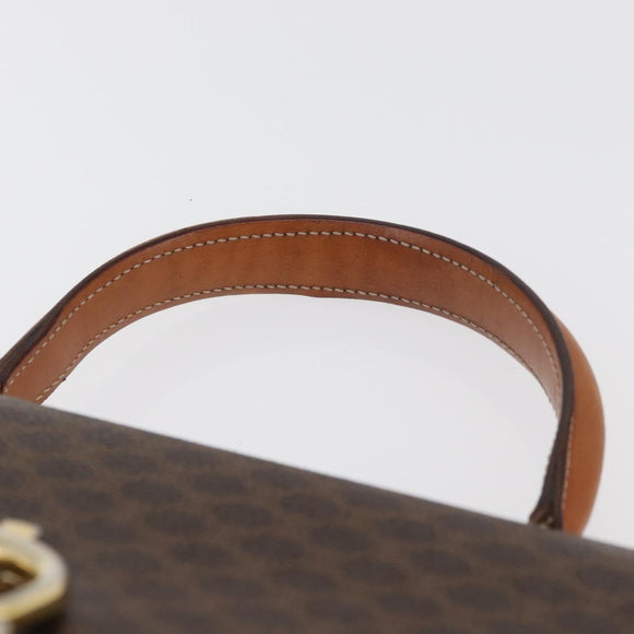 CELINE Macadam Canvas Hand Bag PVC Leather Brown Gold Auth 179420A