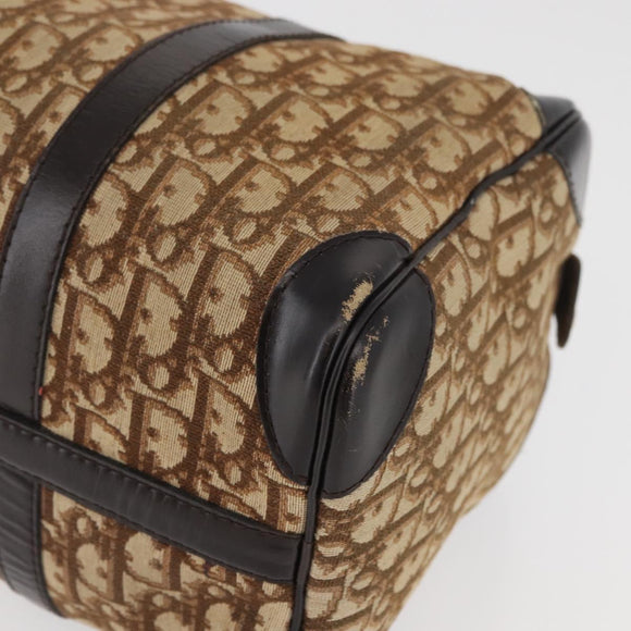 Christian Dior Trotter Canvas Hand Bag Brown Gold Auth 179421