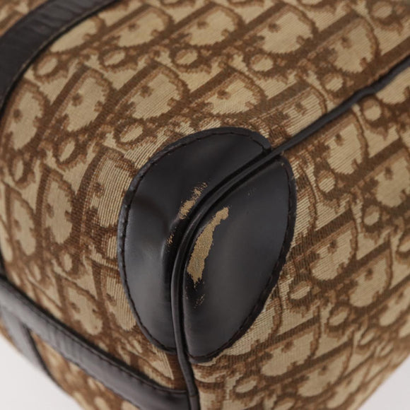 Christian Dior Trotter Canvas Hand Bag Brown Gold Auth 179421