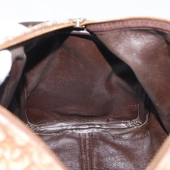 Christian Dior Trotter Canvas Hand Bag Brown Gold Auth 179421