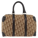 Christian Dior Trotter Canvas Hand Bag Brown Gold Auth 179421-2