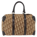 Christian Dior Trotter Canvas Hand Bag Brown Gold Auth 179421-3