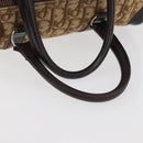Christian Dior Trotter Canvas Hand Bag Brown Gold Auth 179421-7