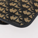 Christian Dior Trotter Canvas Clutch Bag Navy Gold Auth 179422-15