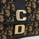 Christian Dior Trotter Canvas Clutch Bag Navy Gold Auth 179422-8