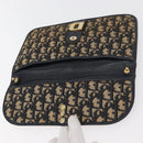 Christian Dior Trotter Canvas Clutch Bag Navy Gold Auth 179422-9