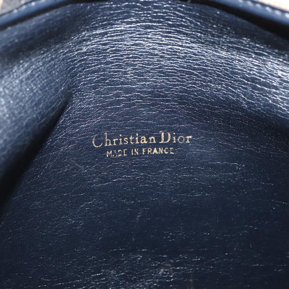Christian Dior Trotter Canvas Clutch Bag Navy Gold Auth 179422
