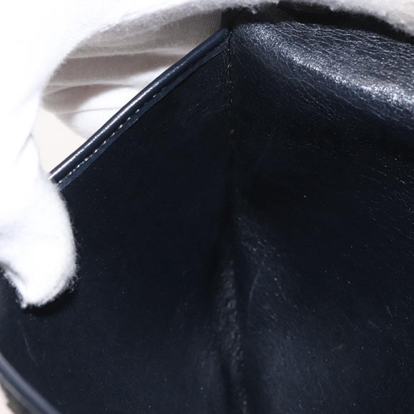 Christian Dior Trotter Canvas Clutch Bag Navy Gold Auth 179422