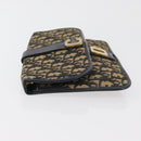 Christian Dior Trotter Canvas Clutch Bag Navy Gold Auth 179422-4
