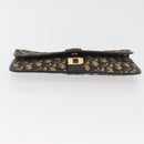 Christian Dior Trotter Canvas Clutch Bag Navy Gold Auth 179422-6