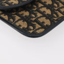 Christian Dior Trotter Canvas Clutch Bag Navy Gold Auth 179422-7