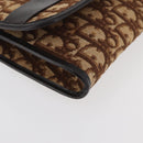 Christian Dior Trotter Canvas Chain Shoulder Bag Brown Gold Auth 179423-10