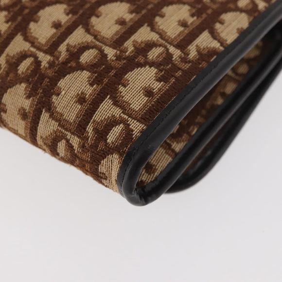 Christian Dior Trotter Canvas Chain Shoulder Bag Brown Gold Auth 179423
