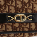 Christian Dior Trotter Canvas Chain Shoulder Bag Brown Gold Auth 179423-14
