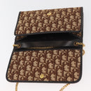 Christian Dior Trotter Canvas Chain Shoulder Bag Brown Gold Auth 179423-15