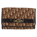 Christian Dior Trotter Canvas Chain Shoulder Bag Brown Gold Auth 179423-2