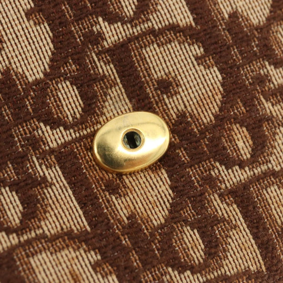 Christian Dior Trotter Canvas Chain Shoulder Bag Brown Gold Auth 179423
