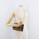Christian Dior Trotter Canvas Chain Shoulder Bag Brown Gold Auth 179423-21