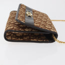 Christian Dior Trotter Canvas Chain Shoulder Bag Brown Gold Auth 179423-4