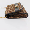 Christian Dior Trotter Canvas Chain Shoulder Bag Brown Gold Auth 179423-5