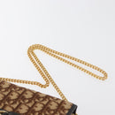 Christian Dior Trotter Canvas Chain Shoulder Bag Brown Gold Auth 179423-8