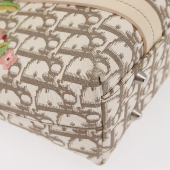 Christian Dior Trotter Canvas Hand Bag Ivory Silver Auth 179424A