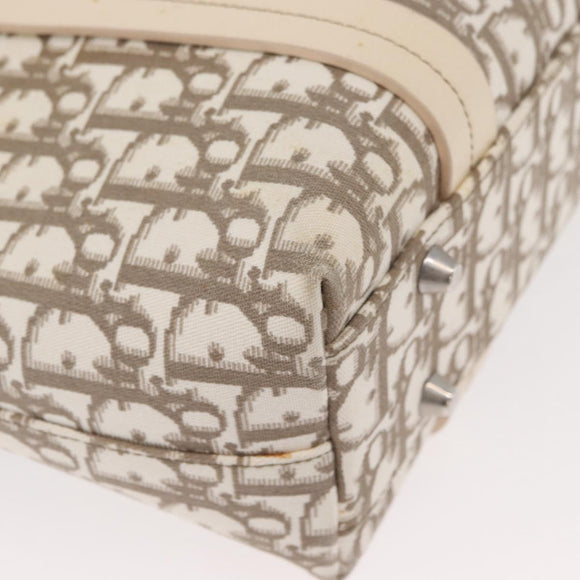 Christian Dior Trotter Canvas Hand Bag Ivory Silver Auth 179424A