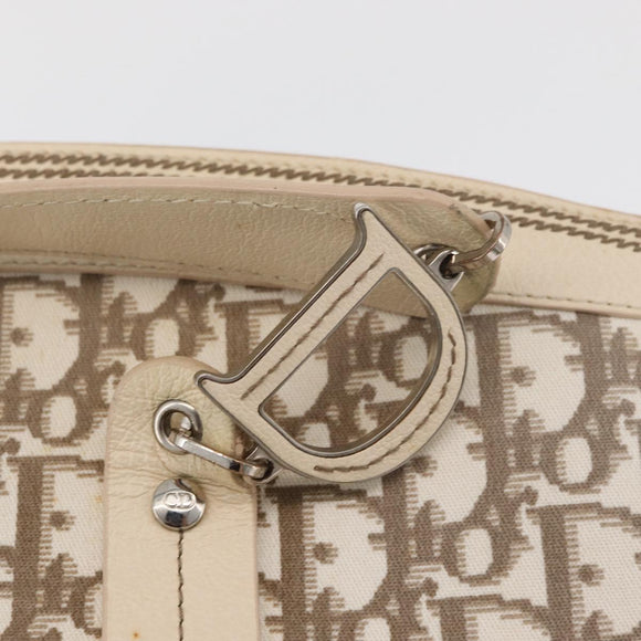 Christian Dior Trotter Canvas Hand Bag Ivory Silver Auth 179424A