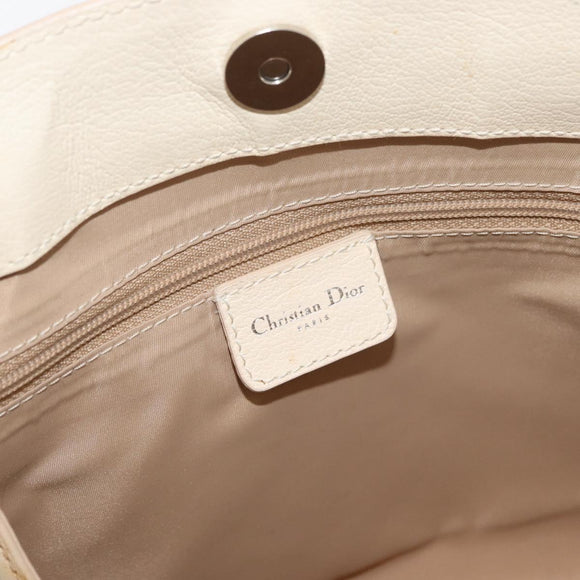 Christian Dior Trotter Canvas Hand Bag Ivory Silver Auth 179424A