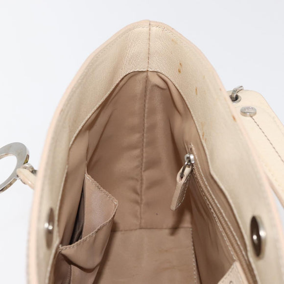 Christian Dior Trotter Canvas Hand Bag Ivory Silver Auth 179424A
