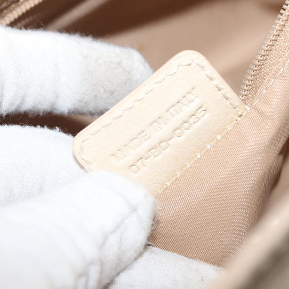 Christian Dior Trotter Canvas Hand Bag Ivory Silver Auth 179424A