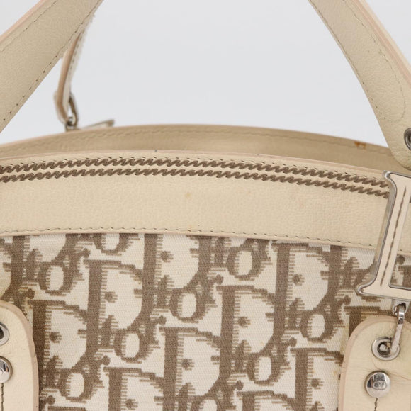 Christian Dior Trotter Canvas Hand Bag Ivory Silver Auth 179424A