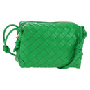 BOTTEGA VENETA INTRECCIATO Shoulder Bag Leather Green Gold Auth 179425V-1