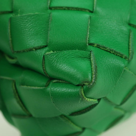 BOTTEGA VENETA INTRECCIATO Shoulder Bag Leather Green Gold Auth 179425V