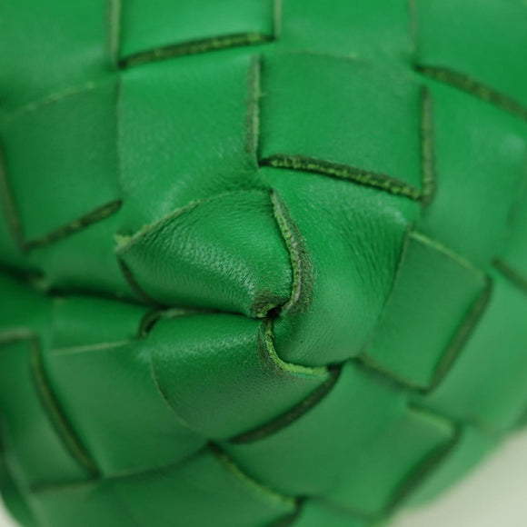 BOTTEGA VENETA INTRECCIATO Shoulder Bag Leather Green Gold Auth 179425V