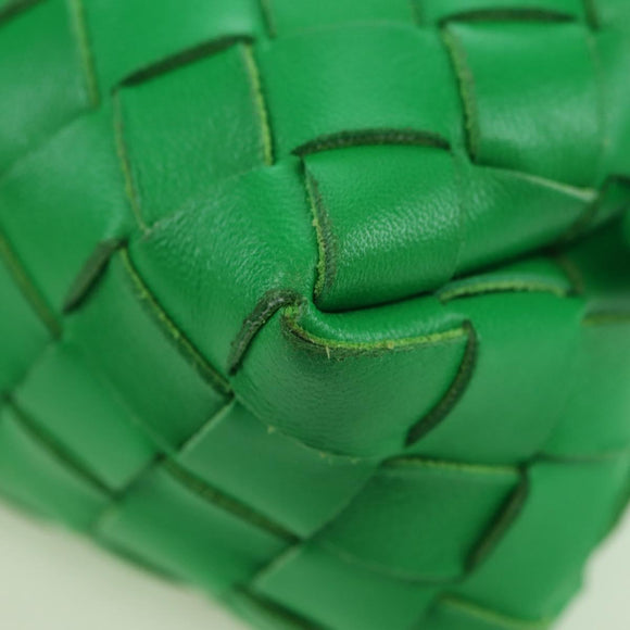 BOTTEGA VENETA INTRECCIATO Shoulder Bag Leather Green Gold Auth 179425V
