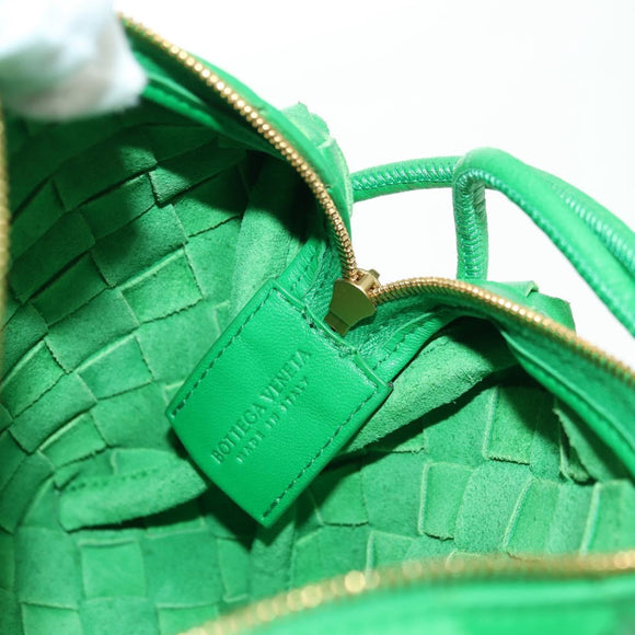 BOTTEGA VENETA INTRECCIATO Shoulder Bag Leather Green Gold Auth 179425V