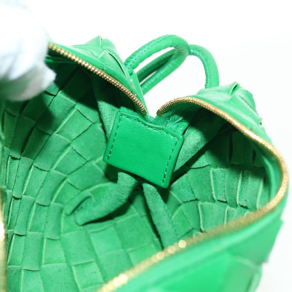 BOTTEGA VENETA INTRECCIATO Shoulder Bag Leather Green Gold Auth 179425V