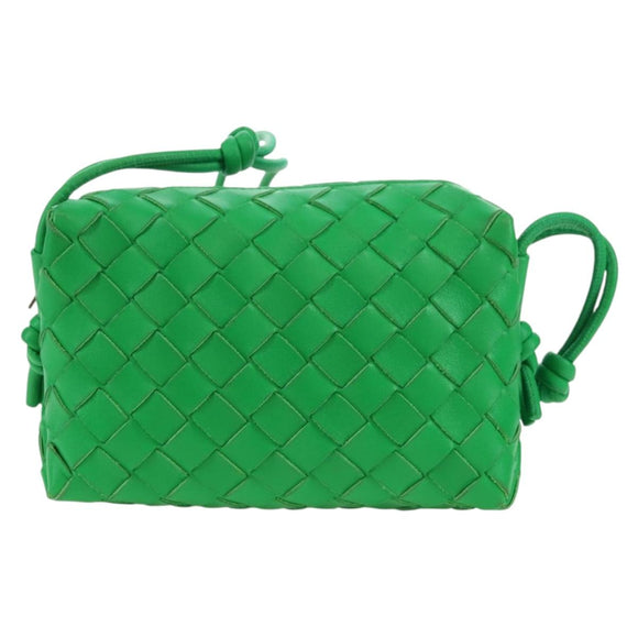 BOTTEGA VENETA INTRECCIATO Shoulder Bag Leather Green Gold Auth 179425V
