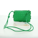 BOTTEGA VENETA INTRECCIATO Shoulder Bag Leather Green Gold Auth 179425V-12