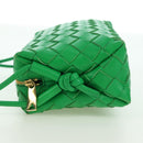 BOTTEGA VENETA INTRECCIATO Shoulder Bag Leather Green Gold Auth 179425V-3