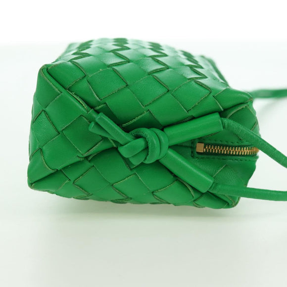 BOTTEGA VENETA INTRECCIATO Shoulder Bag Leather Green Gold Auth 179425V