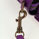 CELINE Luggage Micro Shopper Hand Bag Leather 2way Purple Gold Auth 179426SAV-9